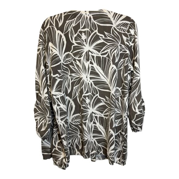 Chico's Sweater Women's Size XL Cardigan Floral Green White Open Front Chico's 3 - Picture 2 of 3